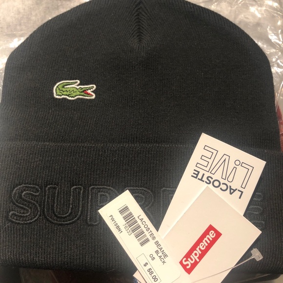 lacoste beanie black